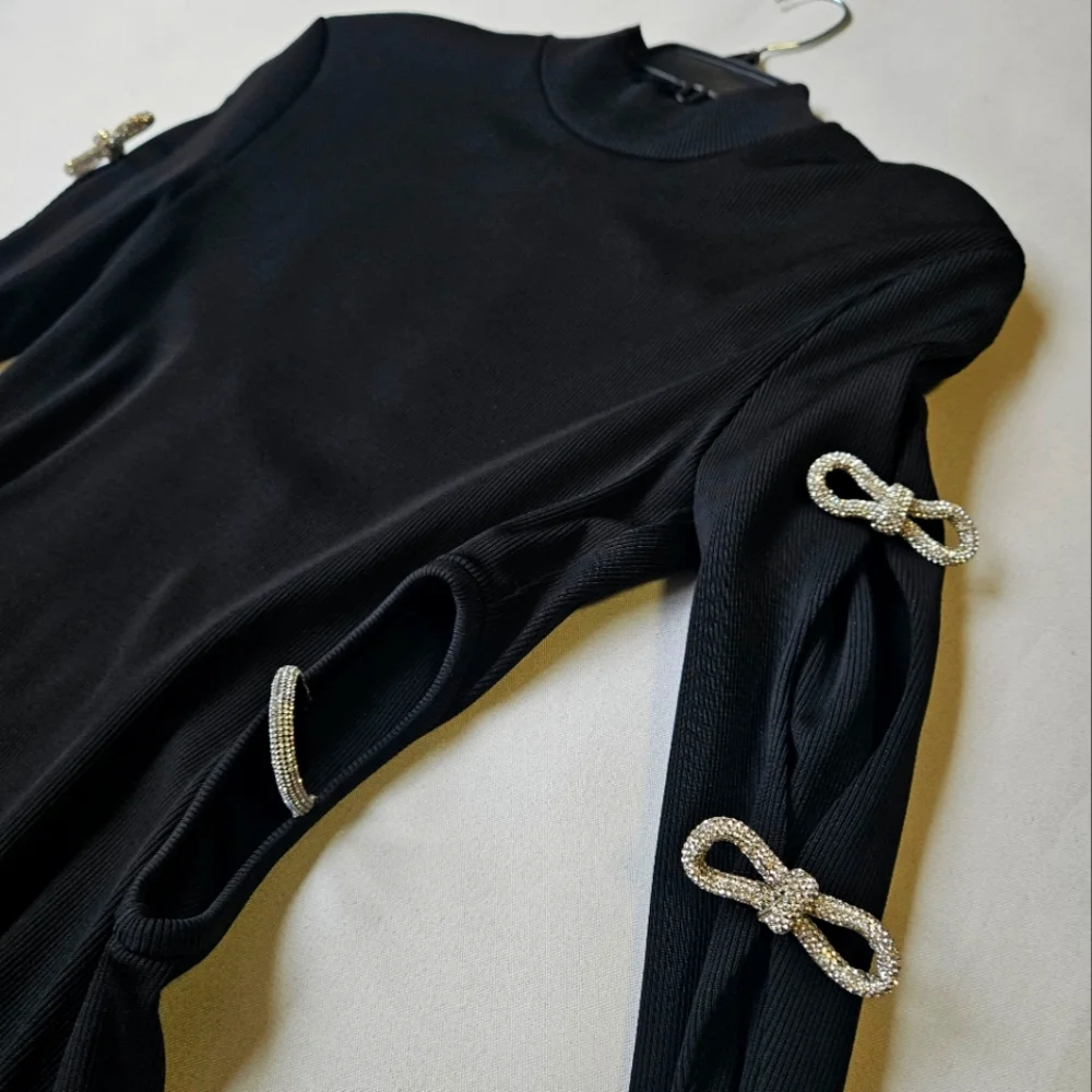 NEW $985 Mach & Mach Crystal-Embellished Cut-Out Minidress - Picture 8 of 16